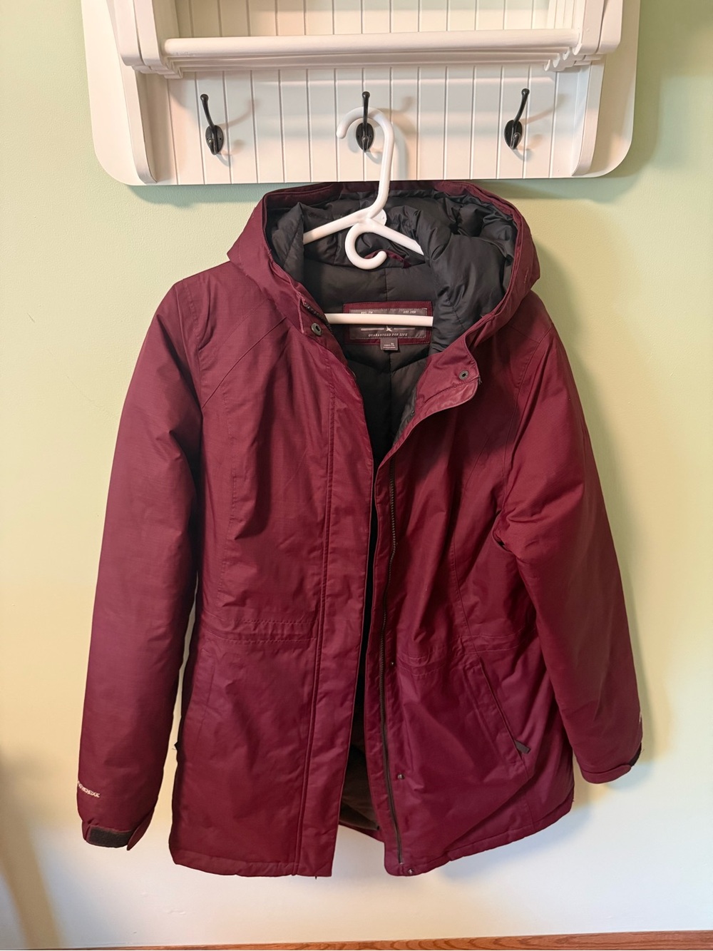 Eddie Bauer Women's Burgundy Hooded Ski Jacket- L tall